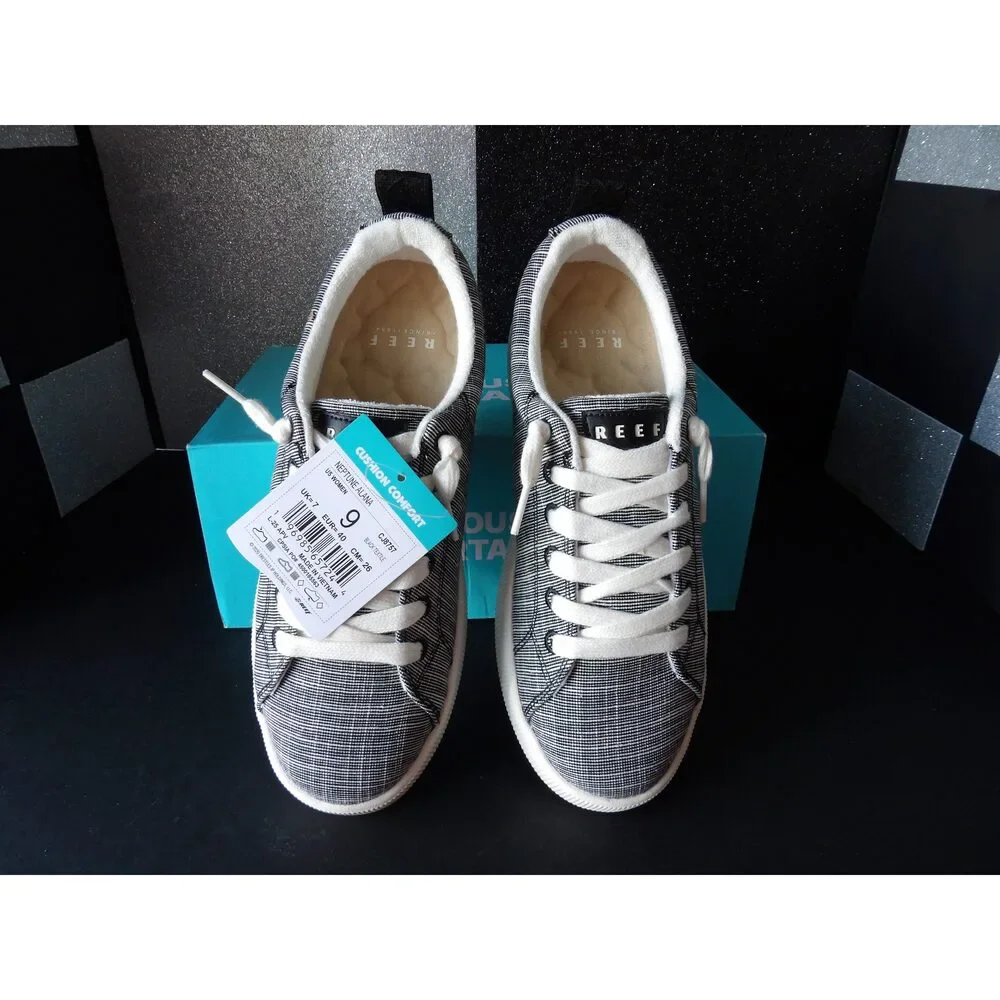 REEF Neptune Alana Sneakers - Black/White Plaid (Size US Women's 9)